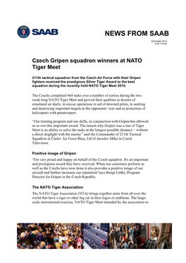 Czech Gripen Squadron Winners at NATO Tiger Meet