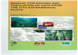 Manual for Editing and Tabulation of Data from the Itto Experimental Plots