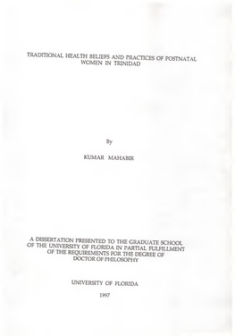 Traditional Health Beliefs and Practices of Postnatal Women in Trinidad