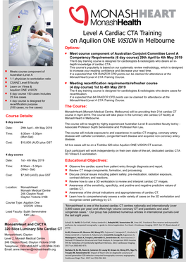 Level a Cardiac CTA Training on Aquilion ONE