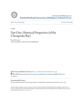Of the Chesapeake Bay) Kenneth Lasson University of Baltimore School of Law, Klasson@Ubalt.Edu