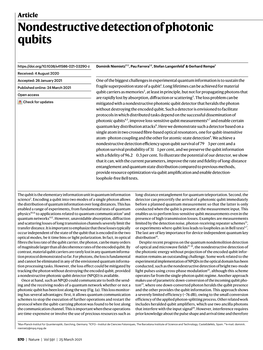 Nondestructive Detection of Photonic Qubits