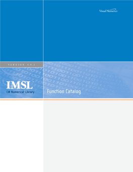 Function Catalog IMSL C# Numerical Library Function Catalog