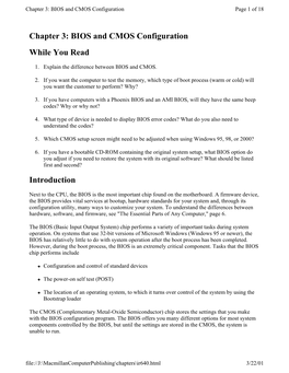 BIOS and CMOS Configuration While You Read