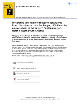 Integrative Taxonomy of the Gymnophthalmid Lizard Neusticurus