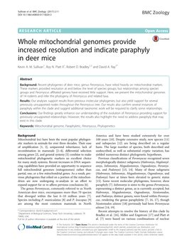 Whole Mitochondrial Genomes Provide Increased Resolution and Indicate Paraphyly in Deer Mice Kevin A