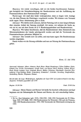 Adenauer: Wir Dürfen Nicht Zulassen, Daß Der Parteitag Sich in Einer Langen Debatte Über Einzelne Artikel Der Satzung Erschöpft