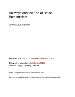 Railways and the End of British Romanticism