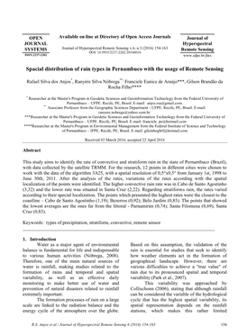 Spacial Distribution of Rain Types in Pernambuco with the Usage of Remote Sensing