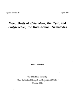 Weed Hosts of Heterodera, the Cyst, and Pratylenchus, the Root-Lesion, Nematodes