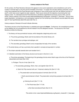 Literary Analysis of the Flood on the Surface