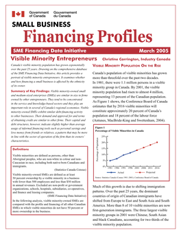 Small Business Financing Profiles: Visible Minority Entrepreneurs