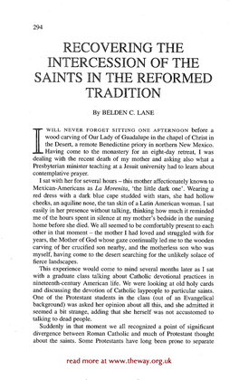 Recovering the Intercession of the Saints in the Reformed Tradition