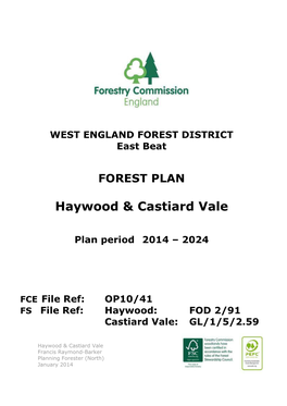 Haywood and Castiard Vale Forest Plan 2014-2024