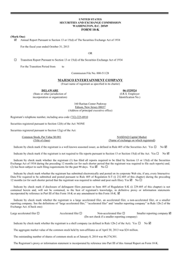 Form 10-K Majesco Entertainment Company