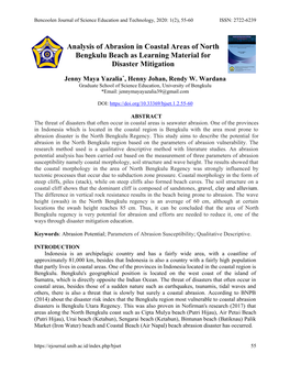 Analysis of Abrasion in Coastal Areas of North Bengkulu Beach As Learning Material for Disaster Mitigation