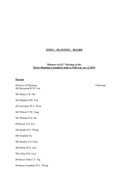 Minutes of 621St Meeting of the Metro Planning Committee Held at 9:00 A.M