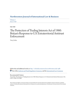 The Protection of Trading Interests Act of 1980: Britain's Response to U.S