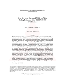 Overview of the Stereo and Multiview Video Coding Extensions of the H.264/MPEG-4 AVC Standard