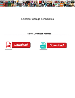 Leicester College Term Dates