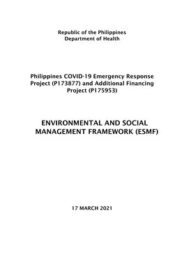 Environmental and Social Management Framework (Esmf)