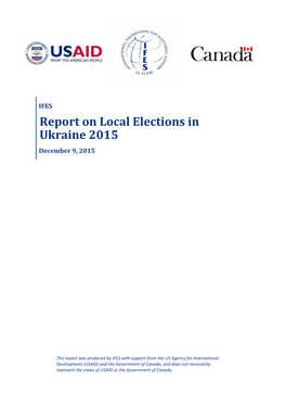 Report on Local Elections in Ukraine 2015