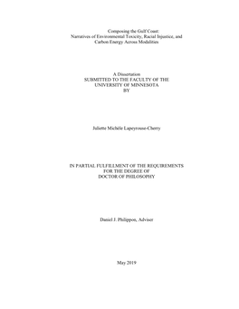 Composing the Gulf Coast: Narratives of Environmental Toxicity, Racial Injustice, and Carbon Energy Across Modalities