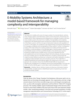 E-Mobility Systems Architecture: a Model-Based Framework for Managing Complexity and Interoperability