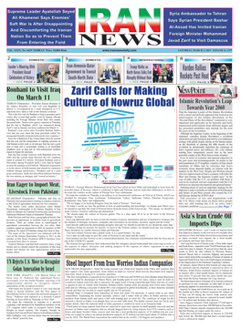 Zarif Calls for Making Culture of Nowruz Global