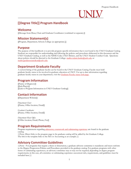 Program Handbook Template