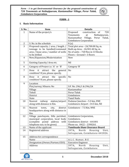 720 Tenements at Nethajipuram, Kuniamuthur Village, Perur Taluk, Coimbatore Corporation. 1 December 2018 FORM