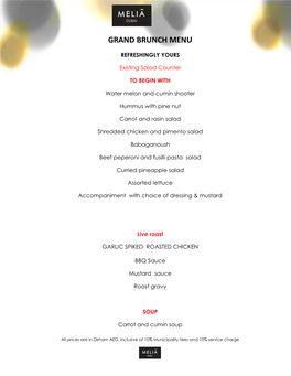 Grand Brunch Menu