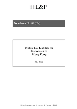 NL086E Profits Tax Liability for Businesses in Hong Kong May19