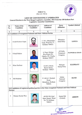 158 Kolkata Port General Election to the West Bengal Legislative Assembly,2021 from the Legislative Assem Bly Constituency