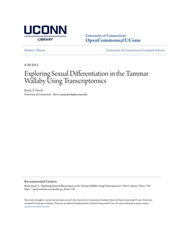 Exploring Sexual Differentiation in the Tammar Wallaby Using Transcriptomics Jenny Y