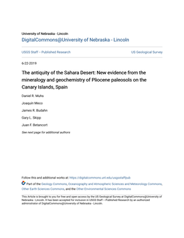 The Antiquity of the Sahara Desert: New Evidence from the Mineralogy and Geochemistry of Pliocene Paleosols on the Canary Islands, Spain