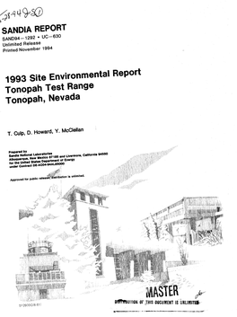 1993 Site Environmental Report Tonopah Test Range Tondpah, Nevada