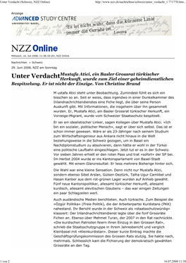 Unter Verdacht (Schweiz, NZZ Online)