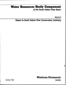 Water Resources Study Component of the South Nation River Basin