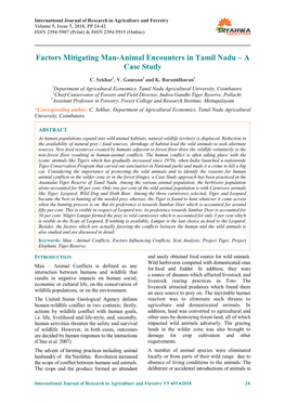 Factors Mitigating Man-Animal Encounters in Tamil Nadu – a Case Study