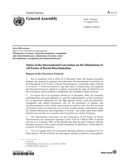 Status of the International Convention on the Elimination of All Forms of Racial Discrimination