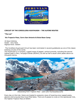 Huayhuash 10 Days Via Trapecio Pass W