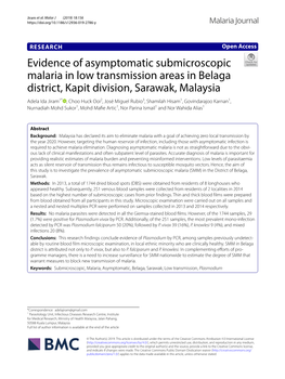 Evidence of Asymptomatic Submicroscopic Malaria in Low