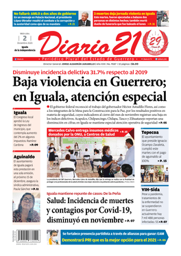 Baja Violencia En Guerrero; En Iguala, Atención Especial
