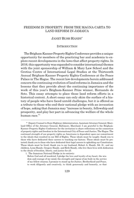 Freedom in Property: from the Magna Carta to Land Reform in Jamaica