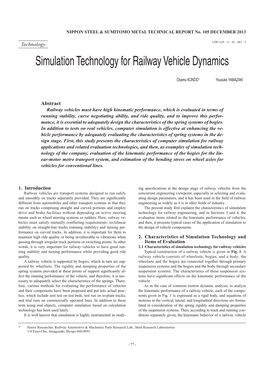 Simulation Technology for Railway Vehicle Dynamics