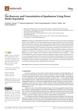 The Recovery and Concentration of Spodumene Using Dense Media Separation