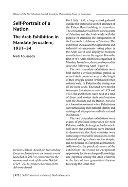 Self-Portrait of a Nation | Nadi Abusaada Winner of the 2019 Ibrahim Dakkak Award for Outstanding Essay on Jerusalem