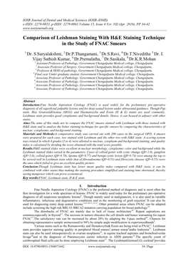 Comparison of Leishman Staining with H&E Staining Technique in The