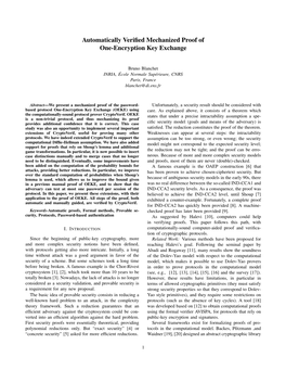 Automatically Verified Mechanized Proof of One-Encryption Key Exchange